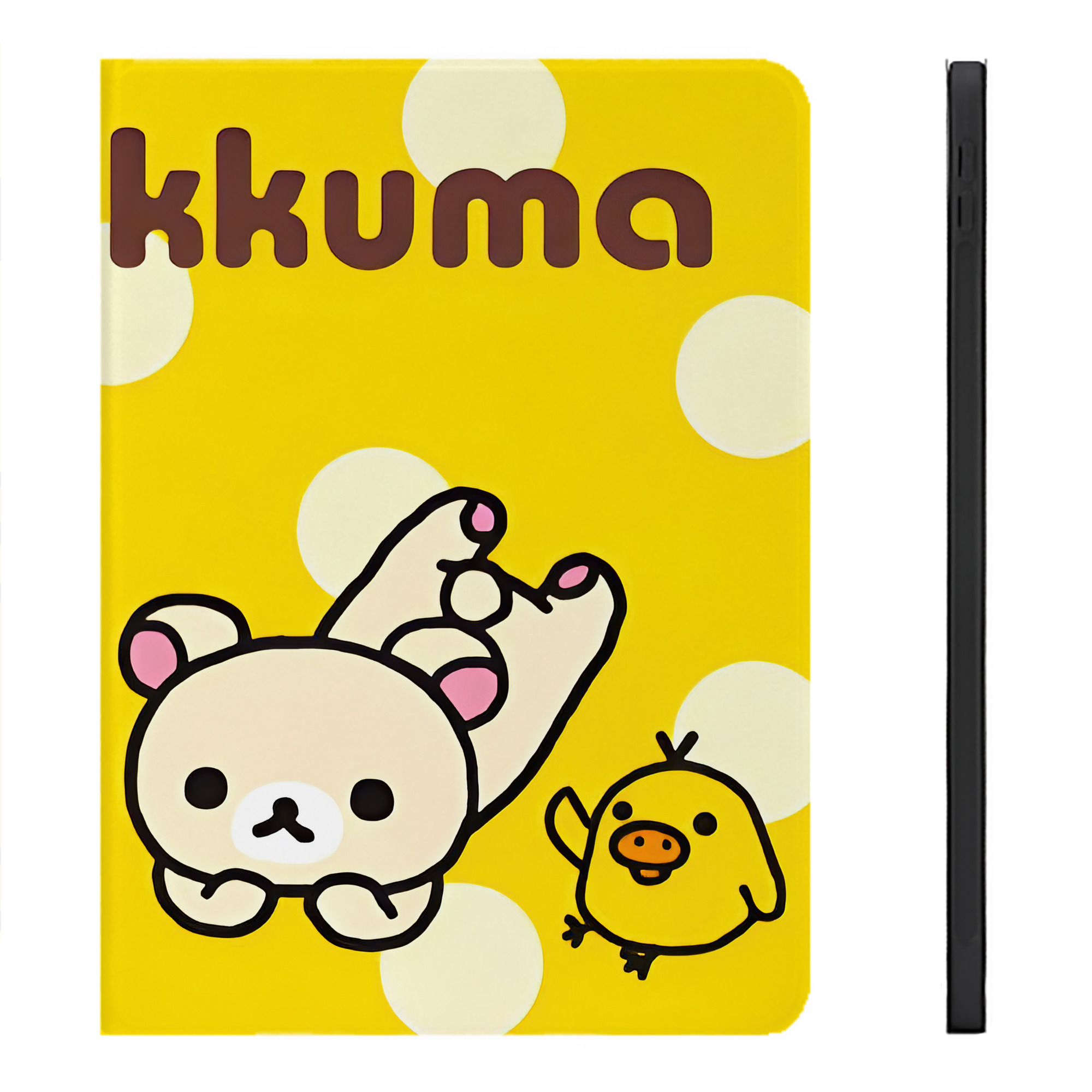 （画像用） リラックマ リラックマ キイロイトリ Rilakkuma Korilakkuma Kiiroitori IPadケース ペンホルダー付き ブックスタイルデザイン